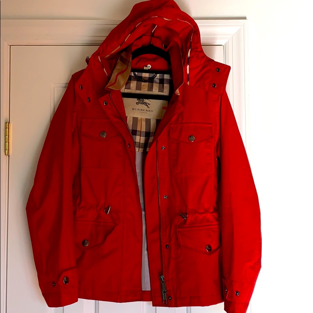 Red Burberry London Classic Rain Jacket
